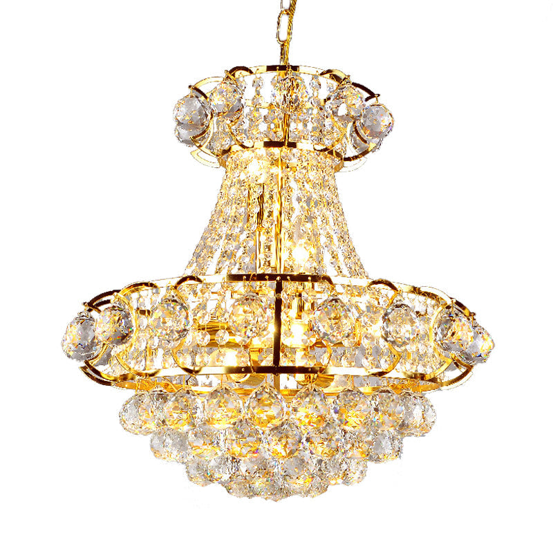 Urn Shaped Crystal Chandelier Baroque 6-Light Dining Room Ceiling Pendant in Gold Clearhalo 'Ceiling Lights' 'Chandeliers' Lighting' options 923893