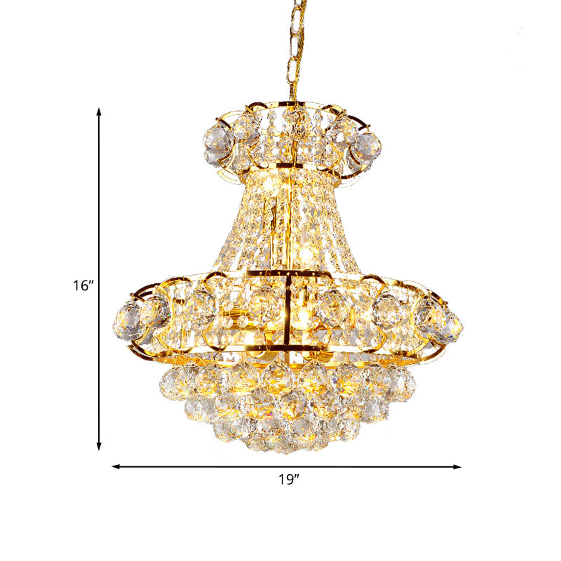 Urn Shaped Crystal Chandelier Baroque 6-Light Dining Room Ceiling Pendant in Gold Clearhalo 'Ceiling Lights' 'Chandeliers' Lighting' options 923894
