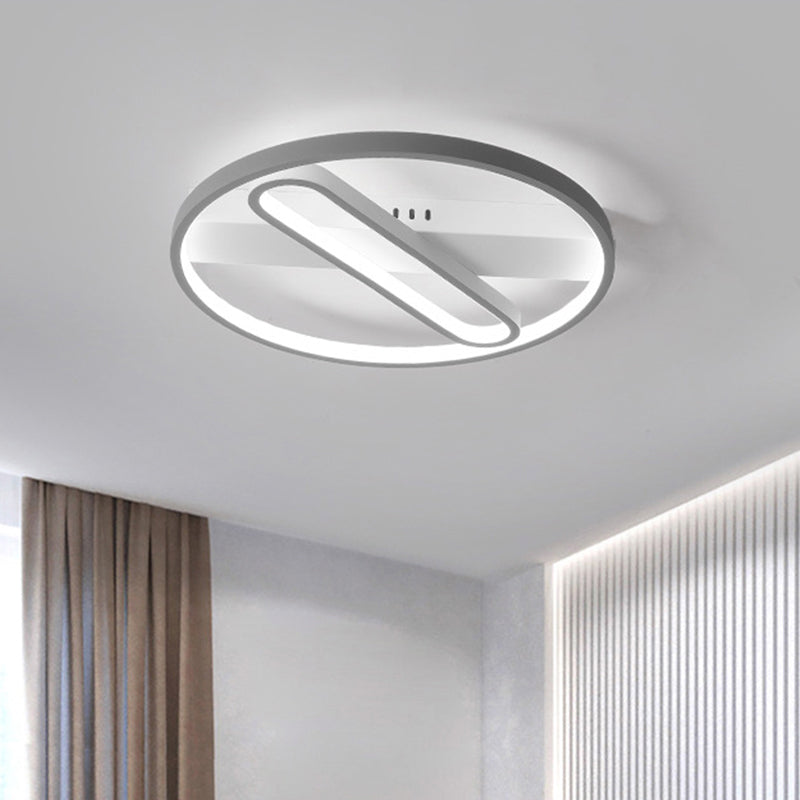 Thin Flush Mount Ceiling Light with Geometric Frame Modernity Metal Grey LED Flushmount Lamp in Warm/White Light, 16.5