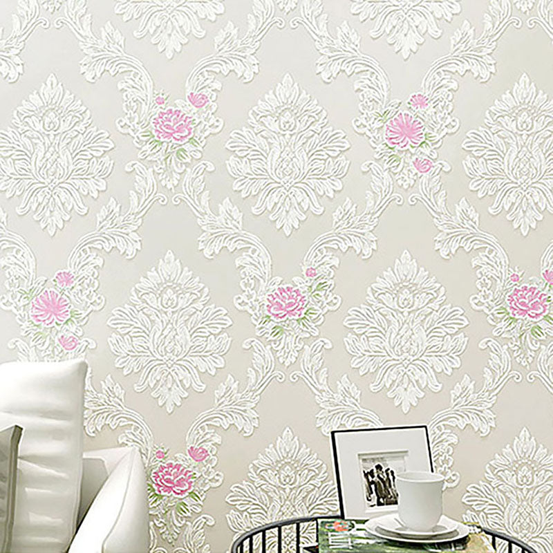 Wedding Room Wallpaper Roll with Pastel Color Garden Flower Pattern, 20.5