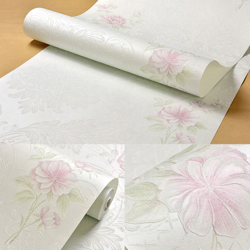 Wedding Room Wallpaper Roll with Pastel Color Garden Flower Pattern, 20.5