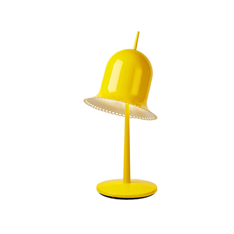 Single Bedroom Night Light Macaron Pink/Yellow Finish Table Lamp with Bell Shaped Metal Shade Clearhalo 'Lamps' 'Table Lamps' Lighting' 927969