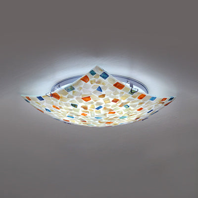 Colorful Square Ceiling Light Vintage Mosaic Glass 1 Bulb Flush Mount Ceiling Light for Living Room Clearhalo 'Ceiling Lights' 'Close To Ceiling Lights' 'Close to ceiling' 'Semi-flushmount' 'Tiffany close to ceiling' 'Tiffany' Lighting' 92895