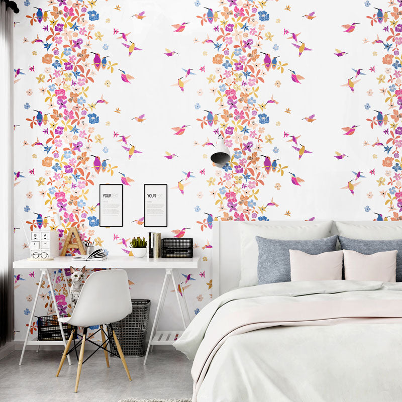 Plaster Wall Covering with Bird and Flower, Multi-Color, 20.5