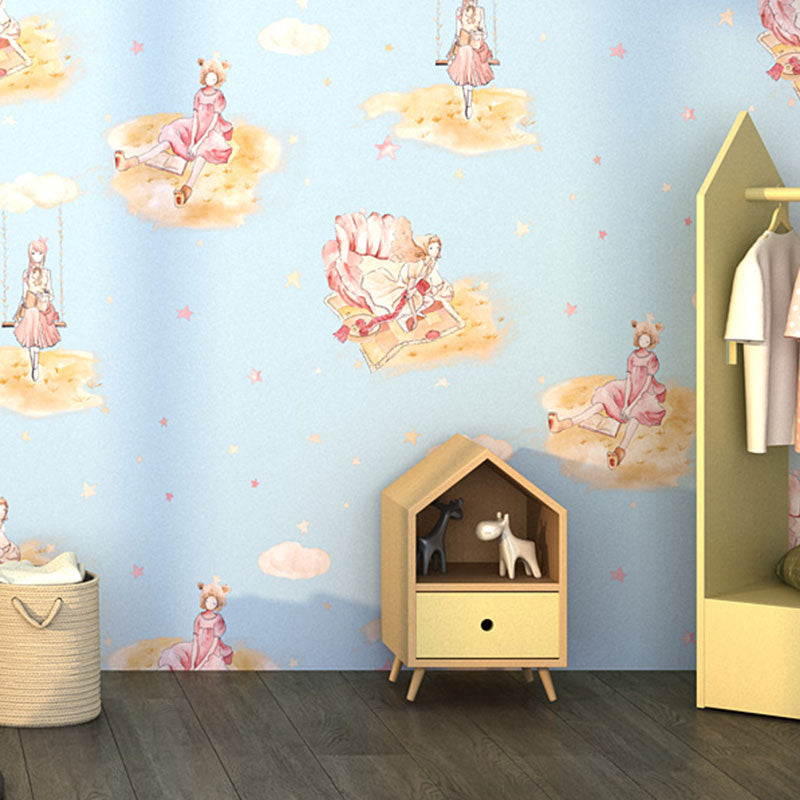 Non-Woven Wall Decor Non-Pasted Cartoon Wallpaper Roll for Girl's Bedroom Clearhalo 'Wall Decor' 'Wallpaper' 929214