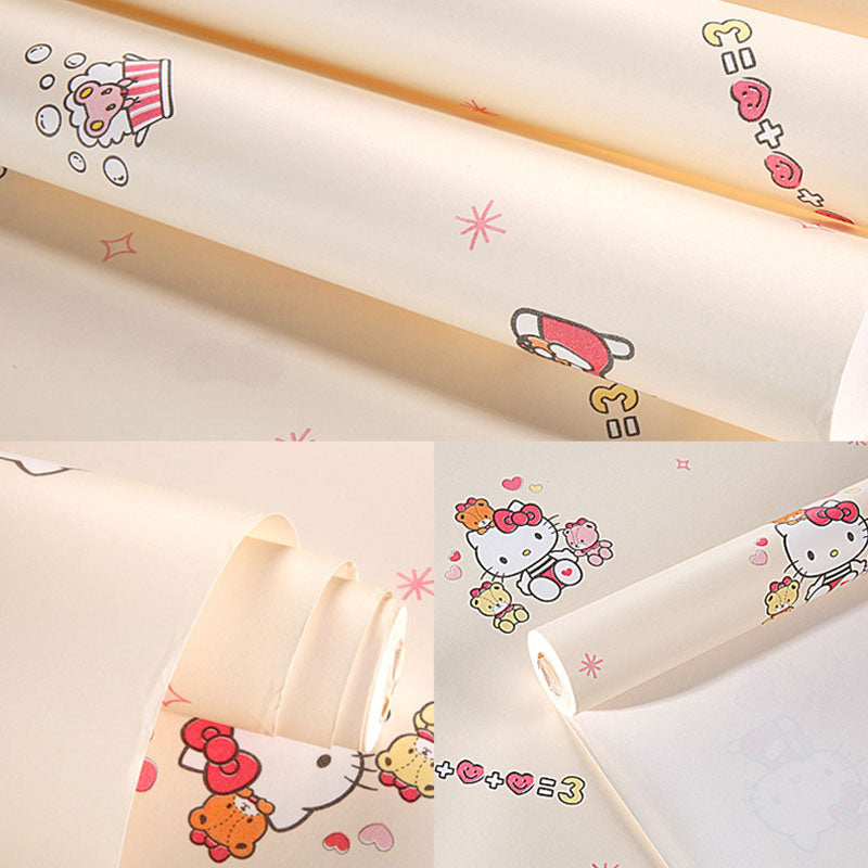 Girl's Wall Covering Romantic Pink Cute Cat Wallpaper Roll, Non-Pasted Clearhalo 'Wall Decor' 'Wallpaper' 929226