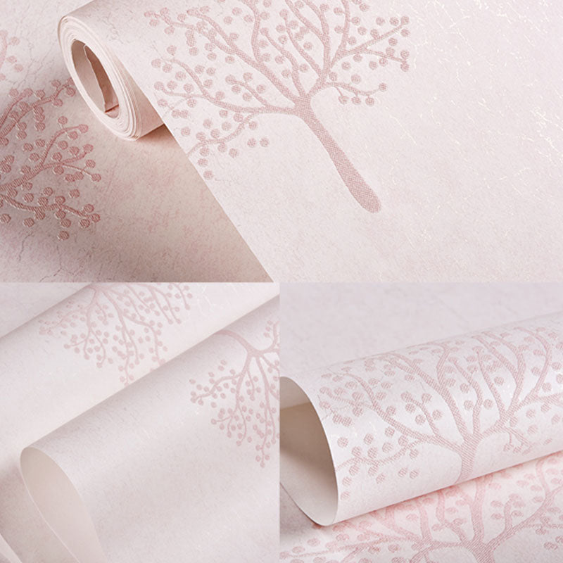 Non-Woven Wallpaper Roll for Children with Simple Tree Pattern, Soft Color, 20.5