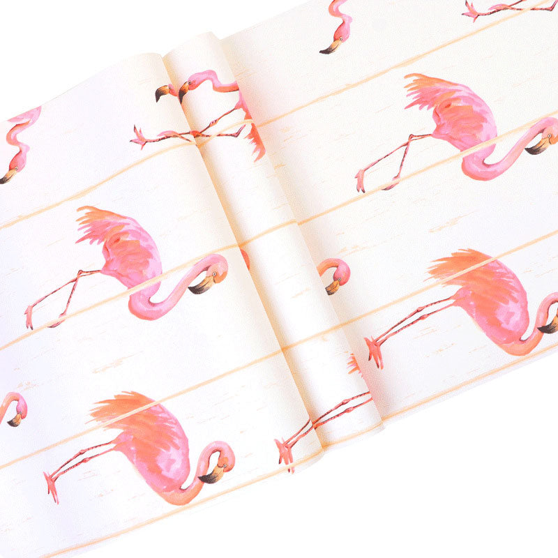 Romantic Flamingo Non-Pasted Wallpaper for Girl's Bedroom, 57.1 sq ft. Clearhalo 'Wall Decor' 'Wallpaper' 929406