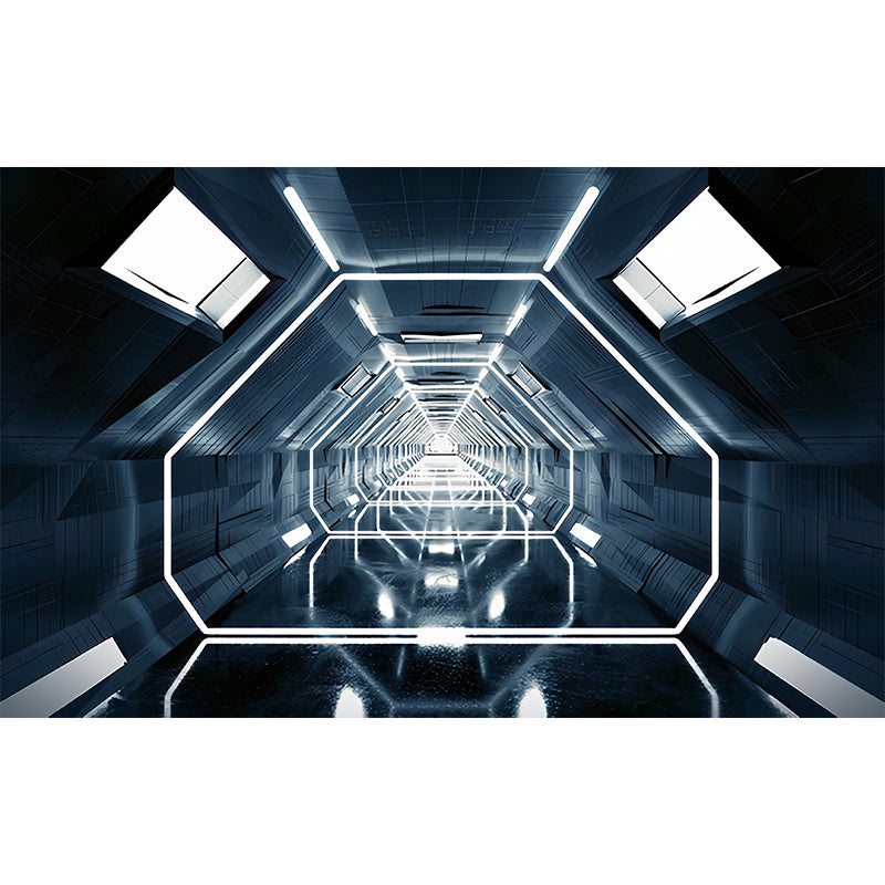 Modern Wall Art for Meeting Room, Black and White 3D Outstretched Tunnel, Made to Measure Clearhalo 'Wall Decor' 'Wall Mural' 929636