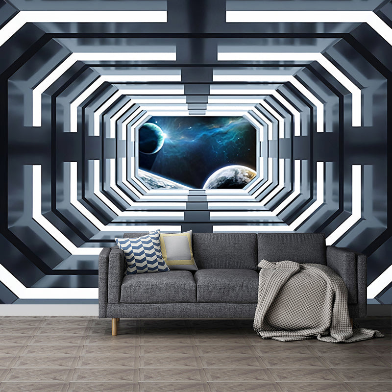 Modern Wall Art for Meeting Room, Black and White 3D Outstretched Tunnel, Made to Measure Clearhalo 'Wall Decor' 'Wall Mural' 929645