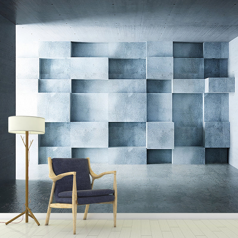 Extra Large Wall Covering Industrial Rustic Cement and 3D Geometries Wall Murals in Pastel Color Clearhalo 'Wall Decor' 'Wall Mural' 929677