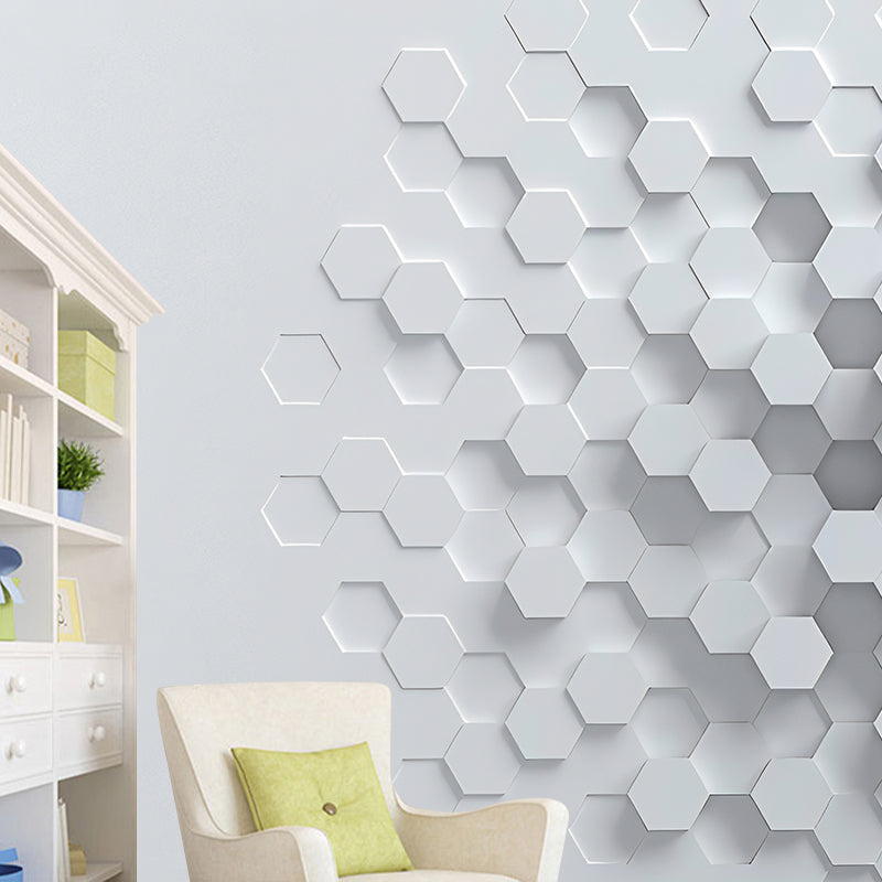 Original Grey 3D Print Hexagon Whole Mural Wallpaper for Coffee Shop and Bar Wall Decor Clearhalo 'Wall Decor' 'Wall Mural' 929811