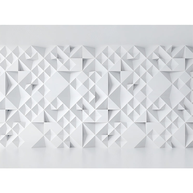 Pastel White 3D Geometries Mural Wallpaper for Coffee Shop and Living Room Clearhalo 'Wall Decor' 'Wall Mural' 929881