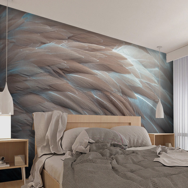 Non-Woven Large Wall Decor with Pastel Color 3D Natural Feather, Personalized Size Available Clearhalo 'Wall Decor' 'Wall Mural' 929919