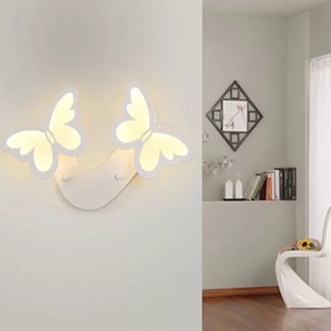 White Butterfly Wall Light Contemporary Romantic Acrylic Sconce Light for Foyer White Clearhalo 'Wall Lamps & Sconces' 'Wall Lights' Lighting' 93080