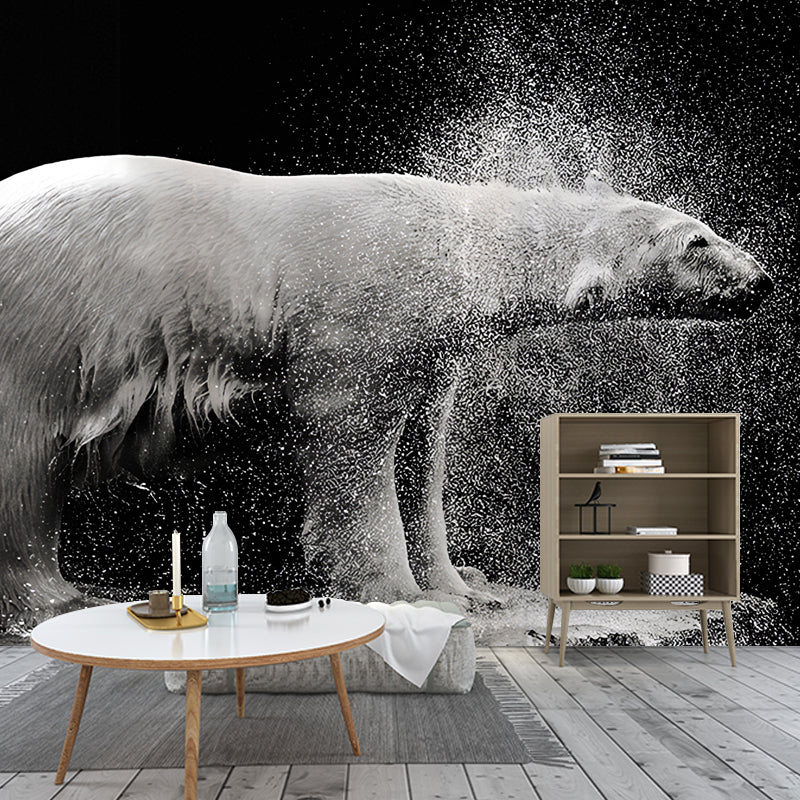 Cool Polar Bear Wall Covering for Living Room, Dark, Custom Size Available Clearhalo 'Wall Decor' 'Wall Mural' 930913