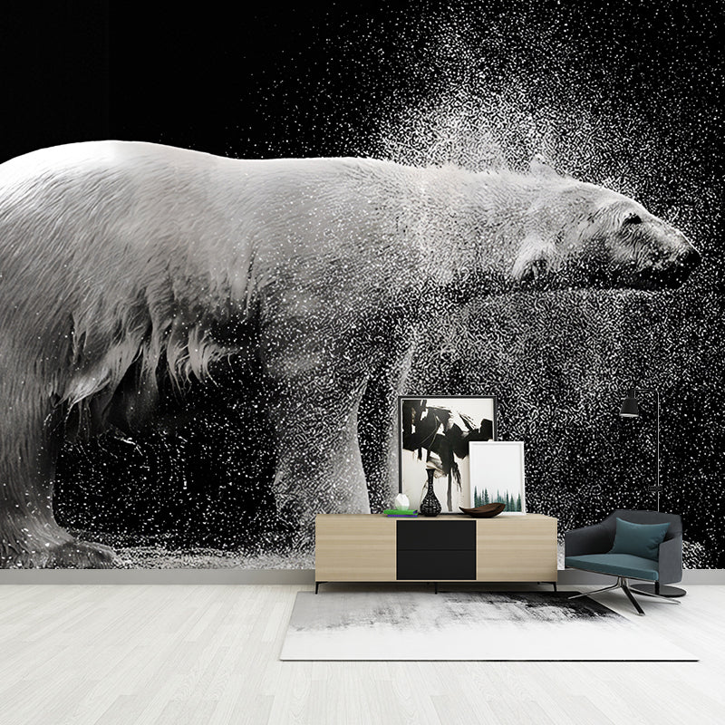 Cool Polar Bear Wall Covering for Living Room, Dark, Custom Size Available Clearhalo 'Wall Decor' 'Wall Mural' 930914