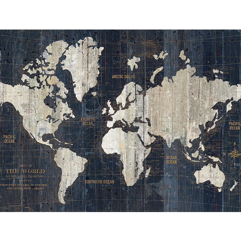 Whole World Map Mural Wallpaper for Living Room Fantasy Wall Decor in Dark Color, Stain-Resistant Clearhalo 'Wall Decor' 'Wall Mural' 930960