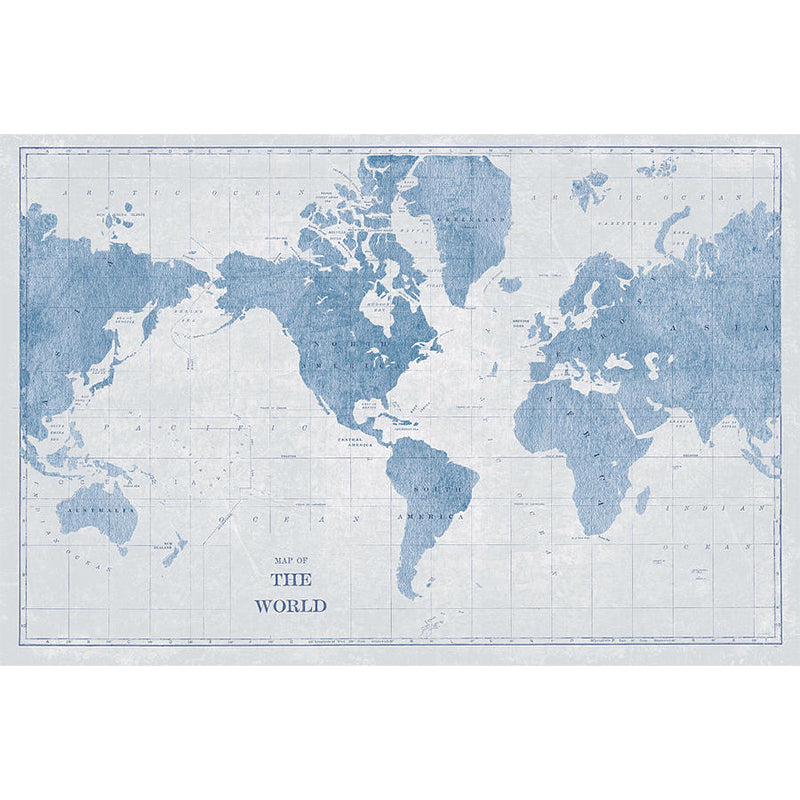 Contemporary World Map Mural Wallpaper in Pastel Blue Coffee Shop Wall Covering, Full Size Clearhalo 'Wall Decor' 'Wall Mural' 931010