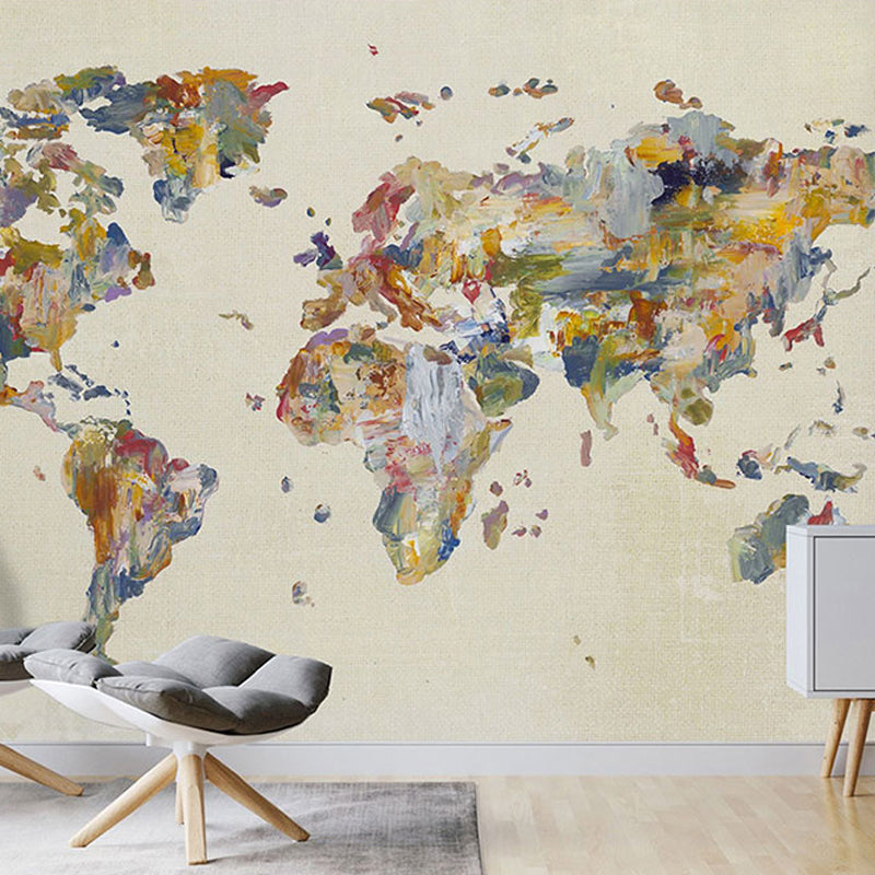 Illustration World Map Mural Extra Large Wall Art for Home Decoration, Full Size Clearhalo 'Wall Decor' 'Wall Mural' 931028