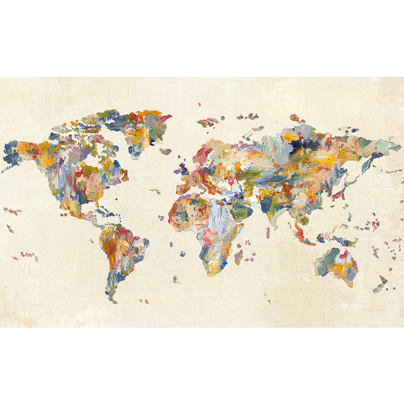 Illustration World Map Mural Extra Large Wall Art for Home Decoration, Full Size Clearhalo 'Wall Decor' 'Wall Mural' 931030