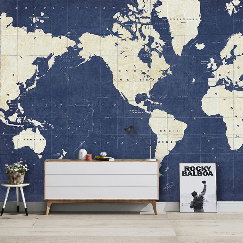 Decorative World Map Wall Covering Non-Woven Fabric Mural Wallpaper for Home Decoration Clearhalo 'Wall Decor' 'Wall Mural' 931033