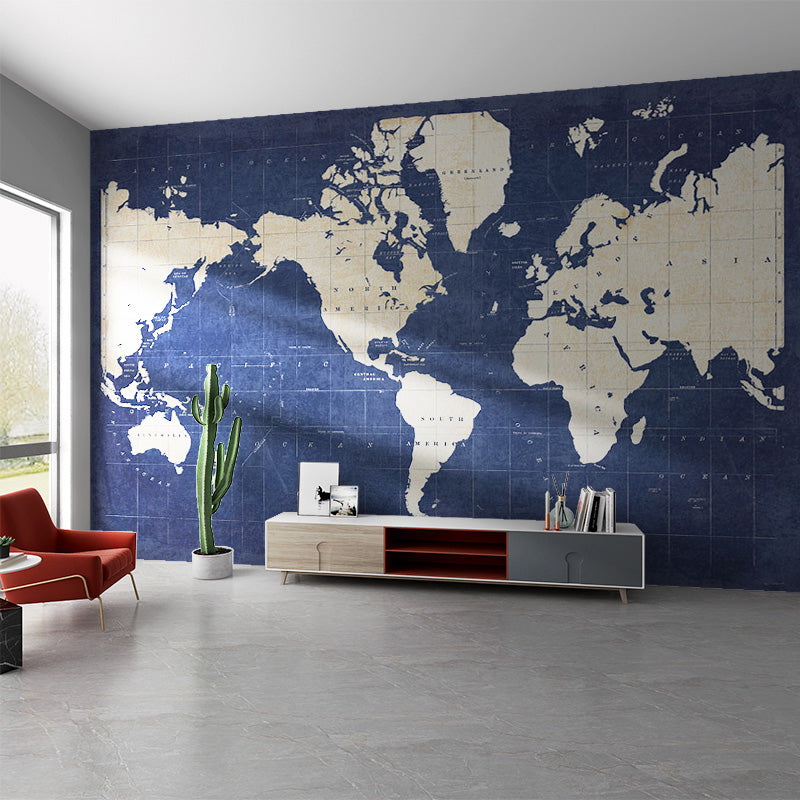 Decorative World Map Wall Covering Non-Woven Fabric Mural Wallpaper for Home Decoration Clearhalo 'Wall Decor' 'Wall Mural' 931034