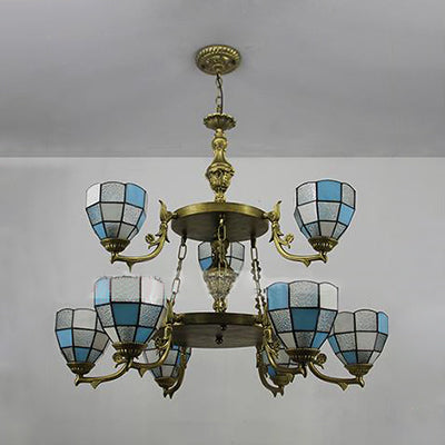 2 Tiers Bowl Hanging Chandelier with 10