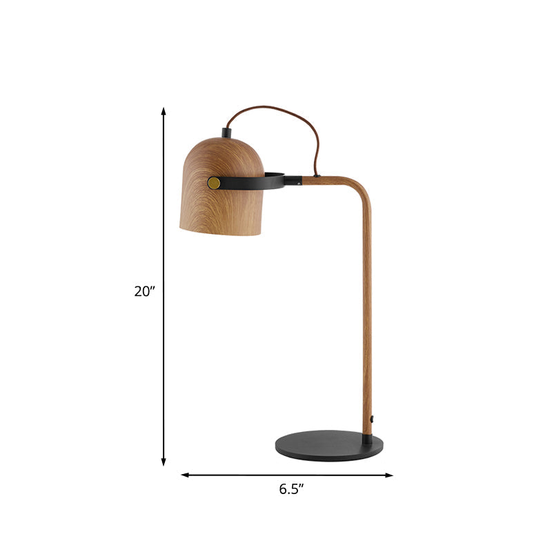 Dome Bedroom Handle Table Light Metal LED Minimalist Task Lamp with Right Angle Arm in Wood Clearhalo 'Lamps' 'Table Lamps' Lighting' 959984