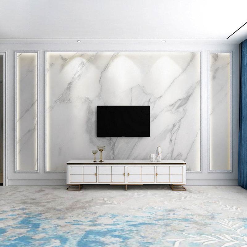 White Modern Mural Wallpaper Personalized Marble Wall Covering for Guest Room Clearhalo 'Wall Decor' 'Wall Mural' 961419