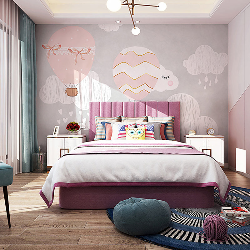 Giant Balloon and Sky Mural for Kid's Bedroom Cartoon Style Wall Decor for Children Clearhalo 'Wall Decor' 'Wall Mural' 961484