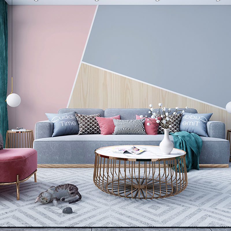 Contemporary Color Block Mural Wallpaper in Blue and Pink Home Decoration Wall Covering, Made to Measure Clearhalo 'Wall Decor' 'Wall Mural' 961513