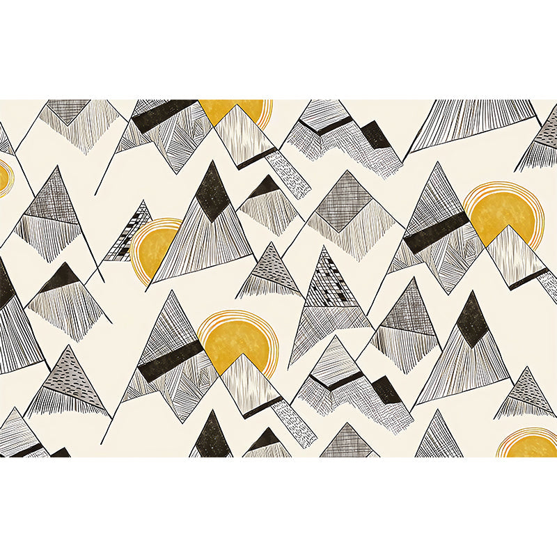 Grey and Yellow Triangle Mural Stain-Resistant Wall Covering for Accent Wall Clearhalo 'Wall Decor' 'Wall Mural' 961522