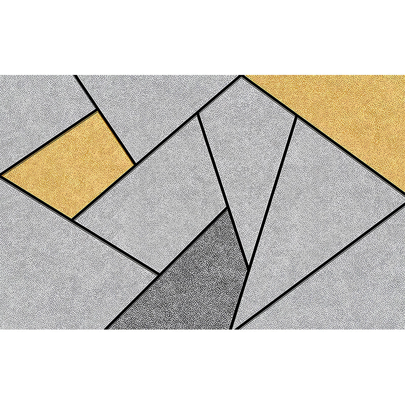 Extra Large Nordic Wall Art Grey and Yellow Geometries Mural Wallpaper, Custom-Printed Clearhalo 'Wall Decor' 'Wall Mural' 961534