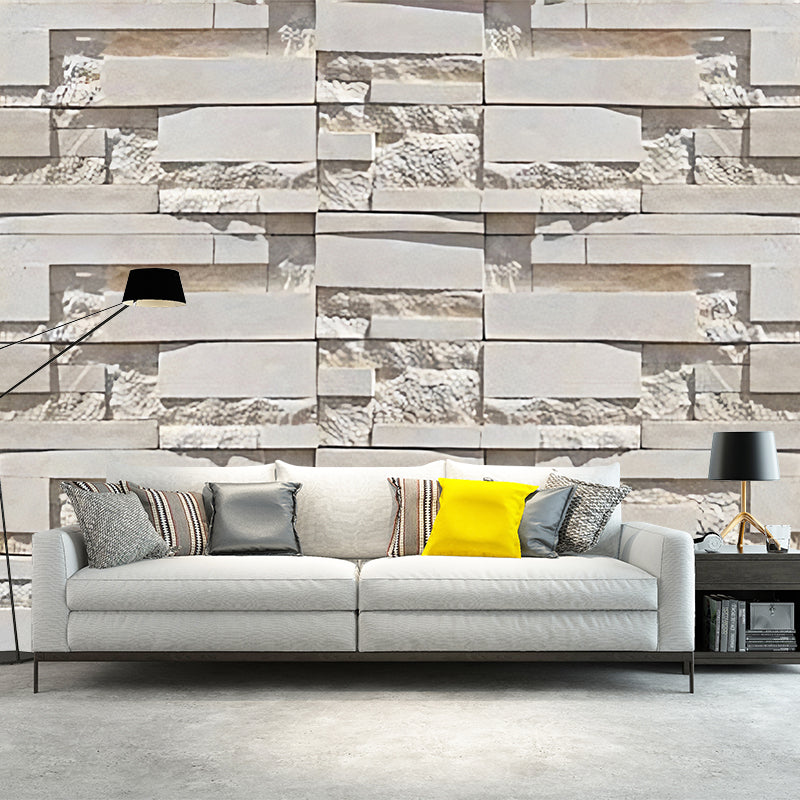 Vintage Brick Wall Decor Industrial Grey Bedroom Mural Wallpaper, Custom-Made Clearhalo 'Wall Decor' 'Wall Mural' 961549