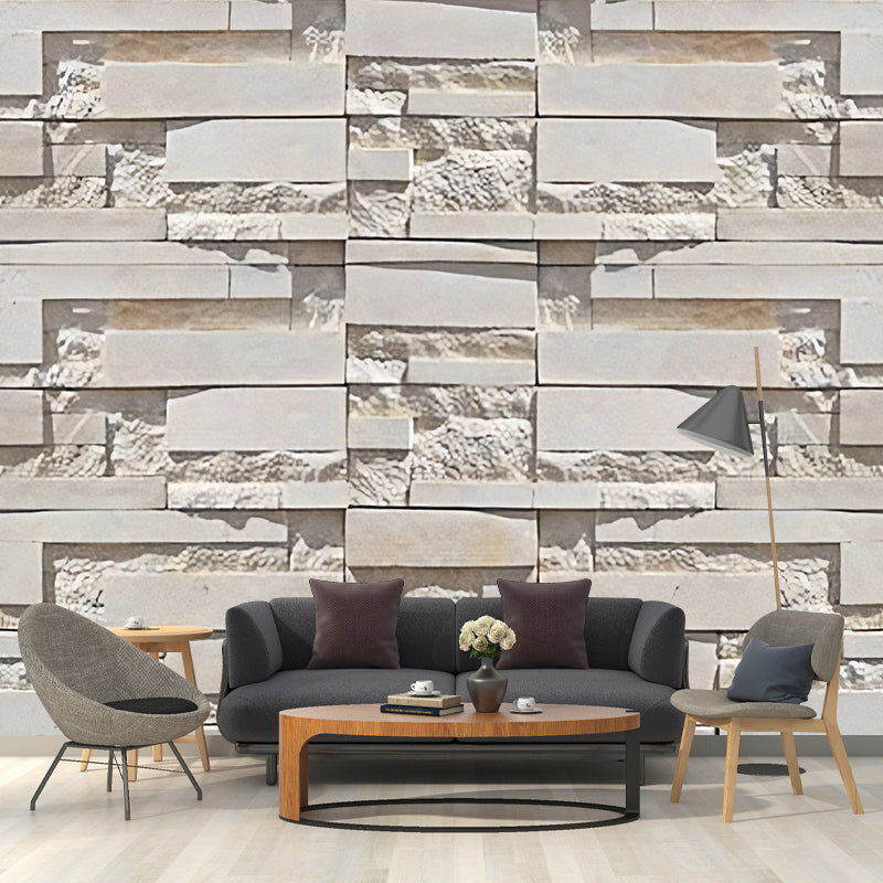 Vintage Brick Wall Decor Industrial Grey Bedroom Mural Wallpaper, Custom-Made Clearhalo 'Wall Decor' 'Wall Mural' 961550