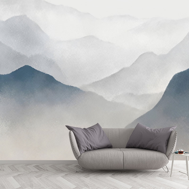 Watercolors of Mountain Wall Art for Gallery, Pastel Grey, Personalized Size Available Clearhalo 'Wall Decor' 'Wall Mural' 961622