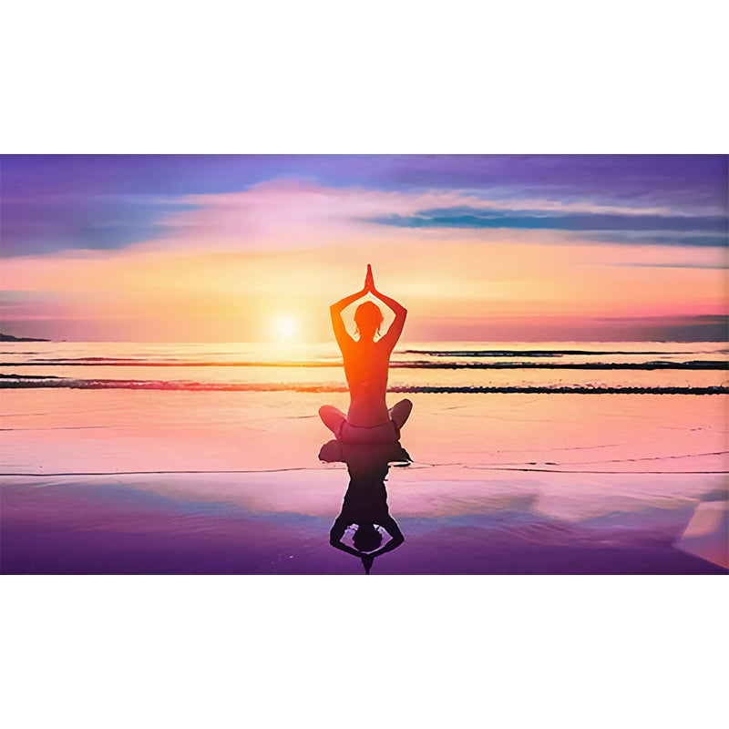 Decorative Yoga and Seashore Mural Non-Woven Fabric Wall Decor for Living Room Clearhalo 'Wall Decor' 'Wall Mural' 961642