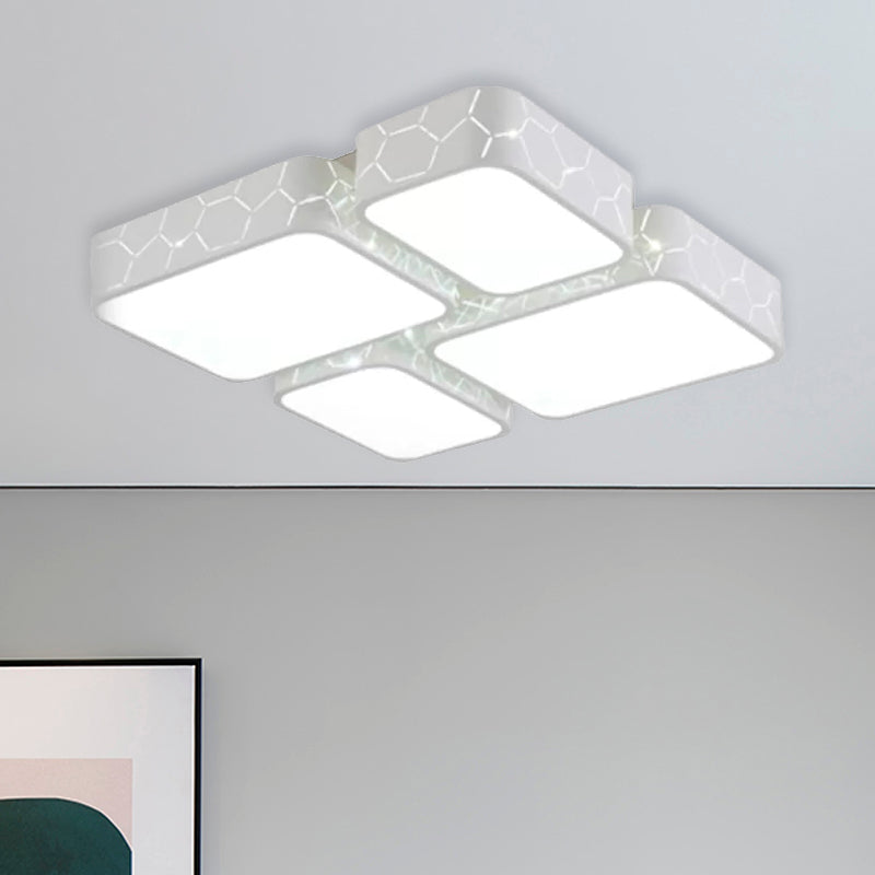 White Finish Square Ceiling Lighting Contemporary Warm/White Lighting LED Acrylic Flush Mount Light for Bedroom Clearhalo 'Ceiling Lights' 'Close To Ceiling Lights' 'Close to ceiling' 'Flush mount' Lighting' 961914