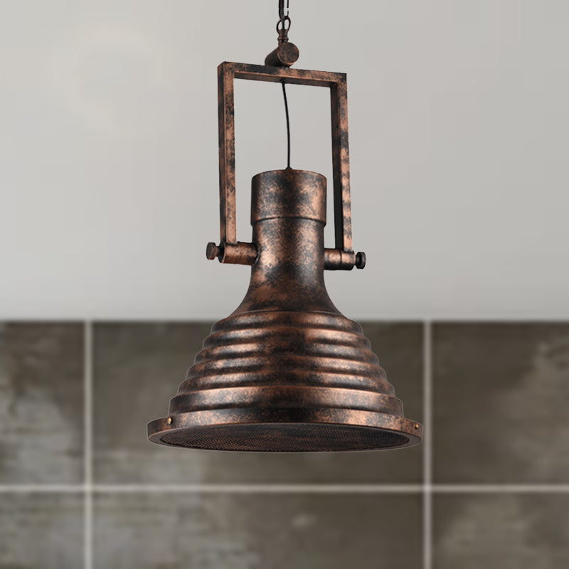 Bronze/Rust/Chrome Finish 1 Head Pendant Lamp Industrial Metallic cone Hanging Ceiling Light, 14