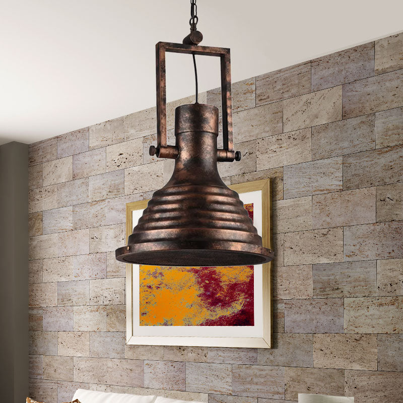 Bronze/Rust/Chrome Finish 1 Head Pendant Lamp Industrial Metallic cone Hanging Ceiling Light, 14