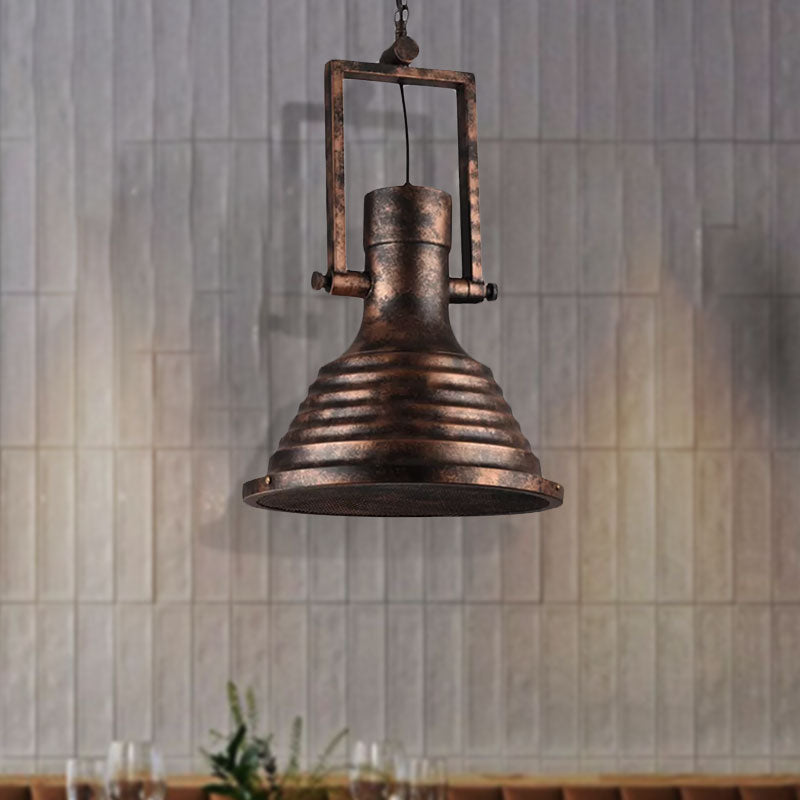 Bronze/Rust/Chrome Finish 1 Head Pendant Lamp Industrial Metallic cone Hanging Ceiling Light, 14