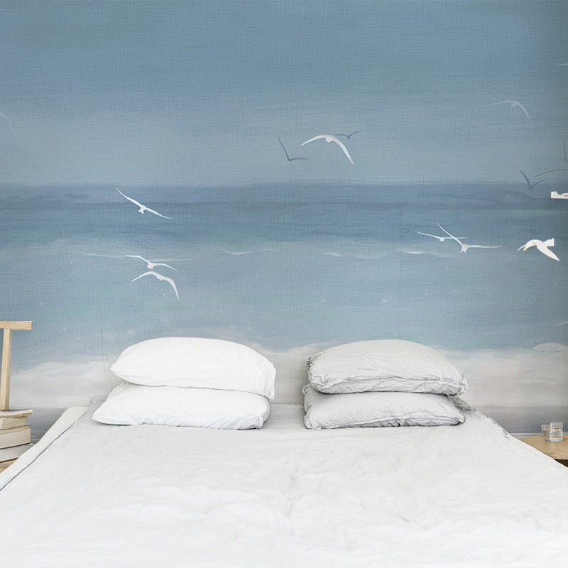 Whole Minimalist Mural Wallpaper Grey and White Seagull Wall Covering, Personalized Size Available Clearhalo 'Wall Decor' 'Wall Mural' 962331
