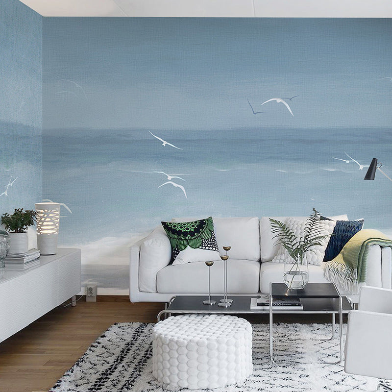 Whole Minimalist Mural Wallpaper Grey and White Seagull Wall Covering, Personalized Size Available Clearhalo 'Wall Decor' 'Wall Mural' 962332