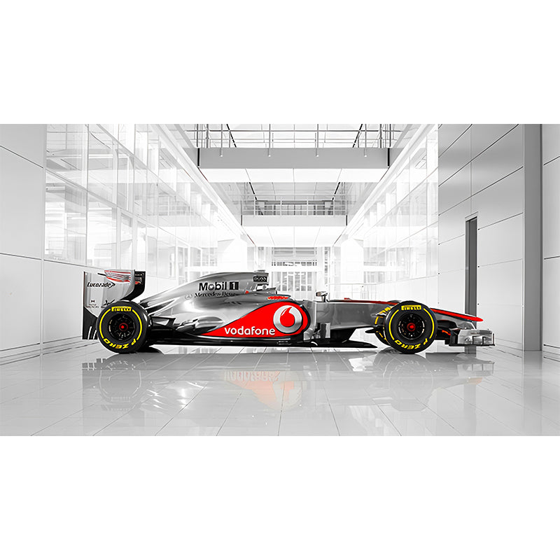 Giant Race Car Wall Art Grey and Red Non-Woven Fabric Wall Mural for Home Decor, Custom-Printed Clearhalo 'Wall Decor' 'Wall Mural' 962510