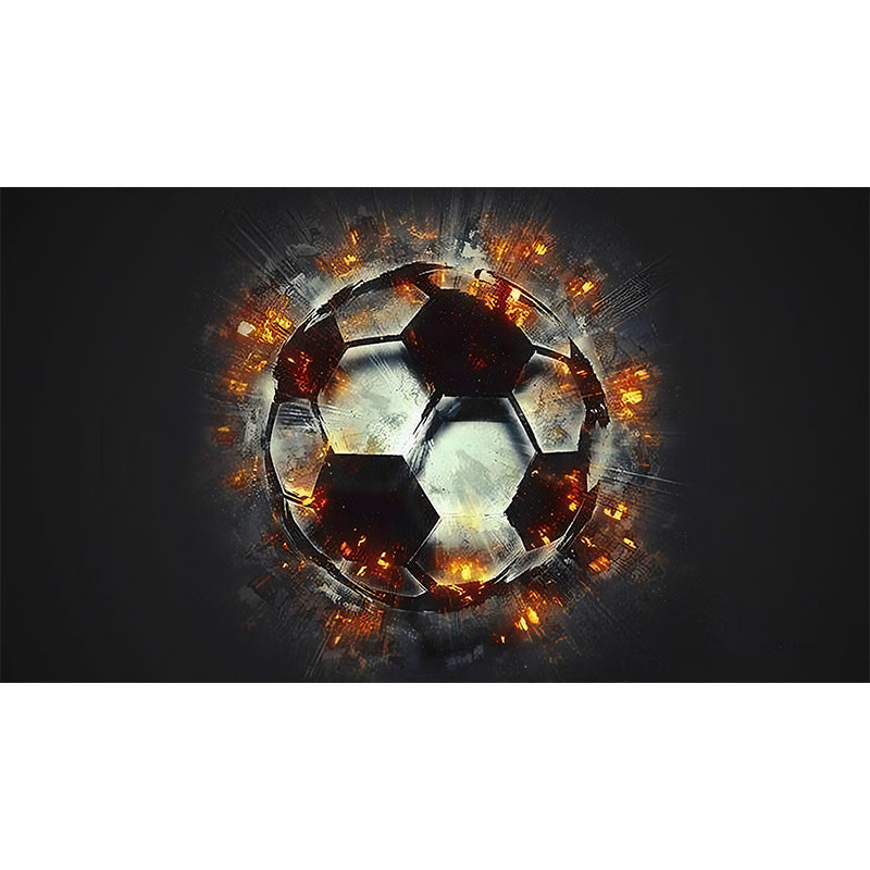 Illustration Style Football Wall Covering for Accent Wall Fire Mural in Grey and Red for Home Decor Clearhalo 'Wall Decor' 'Wall Mural' 962550