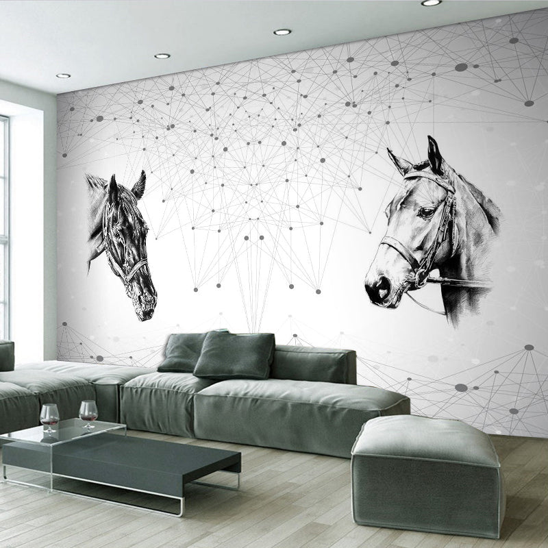 Simple Horse Head Wall Art Scandinavian Wall Mural for Accent Wall Clearhalo 'Wall Decor' 'Wall Mural' 962558