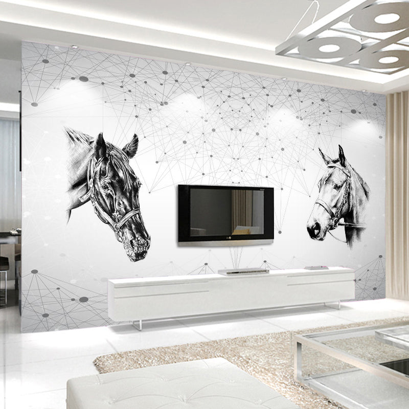 Simple Horse Head Wall Art Scandinavian Wall Mural for Accent Wall Clearhalo 'Wall Decor' 'Wall Mural' 962559