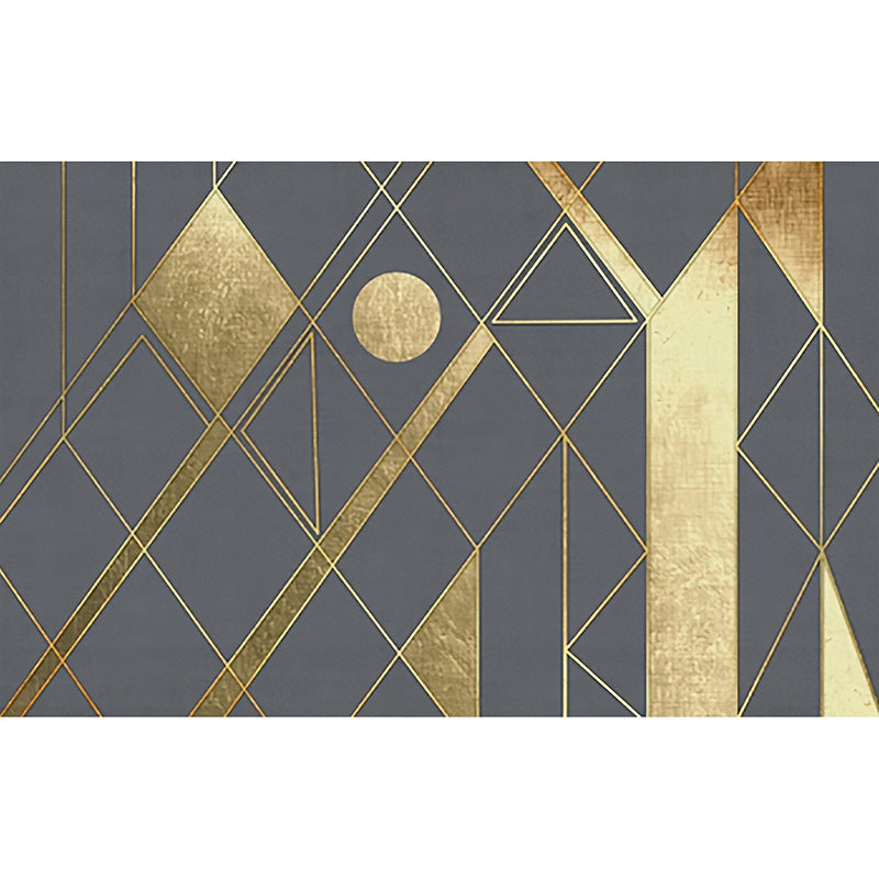 Big Scandinavian Mural Wallpaper Gold and Grey Geometries Wall Art, Made to Measure Clearhalo 'Wall Decor' 'Wall Mural' 962643