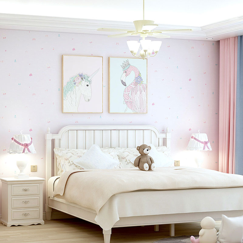 Cute Prince Style Wallpaper Roll for Girl's Bedroom Decoration in Soft Color, Non-Pasted, 33'L x 20.5